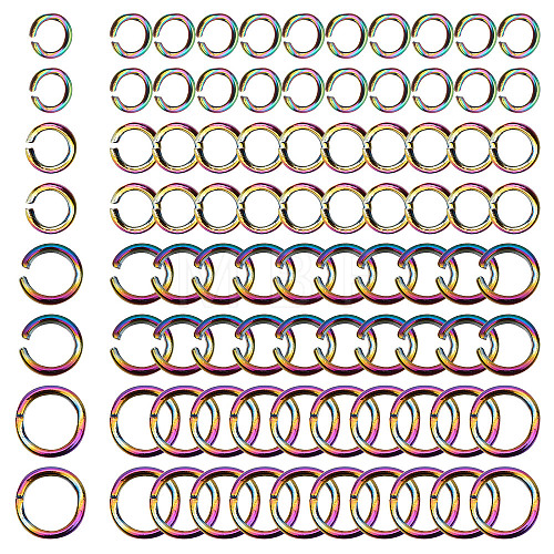 200Pcs 4 Styles Rainbow Color Stainless Steel Open Jump Rings STAS-SC0003-96-1