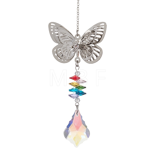 Brass Butterfly Hanging Ornaments HJEW-JM01759-1