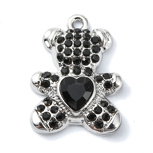 Rack Plating Alloy with Rhinestone Pendants FIND-Z051-06P-03-1