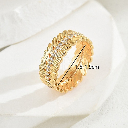 Exquisite Fashion Ears of Wheat Brass Micro Pave Cubic Zirconia Ring for Women Party Gift OI8891-5-1