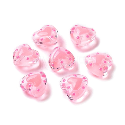 Glass Heart Beads GLAA-D005-01A-1
