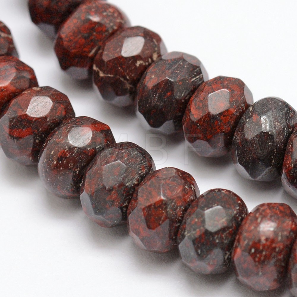 Faceted Natural Brecciated Jasper Rondelle Beads Strands ...