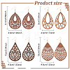4 Pairs 4 Styles Natural Wood Hollow Out Teardrop Dangle Earrings EJEW-AN0003-55-7