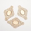 Filigree Flower Iron Cabochon Connector Settings IFIN-O010-15-1