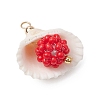 Clam Shell & Glass Seed Beaded Pendants PALLOY-MZ00526-02-3