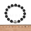 Natural Lava Rock & 304 Stainless Steel & Non-magnetic Synthetic Beads Stretch Bracelets for Women Men BJEW-JB13819-4