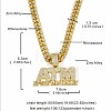 Hiphop Style Zinc Alloy Full Crystal Rhinestone Letter ATM After The Money Pendant Cuban Link Chain Necklaces for Men WG47302-01-4