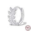 Anti-Tarnish Leaf Shape Rhodium Plated 925 Sterling Silver Hoop Earrings LV7330-2-1