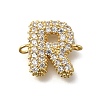 Brass Micro Pave Cubic Zirconia Letter Links KK-I717-04R-1