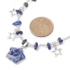 Natural Blue Spot Jasper & Alloy Star Charms Bib Necklace with Chips Beaded Chains NJEW-JN04512-01-4