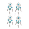 Alloy Synthetic Turquoise Beads Dream Catcher Pendants PALLOY-MZ00708-01-1