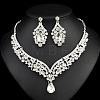 Teardrop Alloy Rhinestone Pendant Necklaces & Stud Dangle Earrings Sets FS-WGBD9B5-05-1