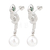 Snake Brass Micro Pave Cubic Zirconia Stud Earrings EJEW-K249-13P-4