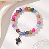 Synthetic Turquoise Cross Charm Bracelets BJEW-JB13099-1