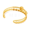 Brass Pave Colorful Cubic Zirconia 2-Strand Open Cuff Bangles for Women BJEW-S147-34G-A-3