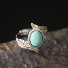 Oval Synthetic Turquoise Finger Rings FS-WGBAF9A-01-2