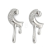 Brass Clear Cubic Zirconia Stud Earrings for Women EJEW-D280-03P-01-1