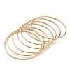 7Pcs Women's Simple Fashion Textured Vacuum Plating 304 Stainless Steel Stackable Buddhist Bangles BJEW-O182-09G-2