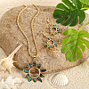 Alloy & Natural Abalone/Paua Shell Pendant Necklaces & Dangle Earrings Sets WGD5CF5-01-1