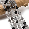 Natural Tourmalinated Quartz/Black Rutilated Quartz Beads Strands G-Z119-A15-01-1