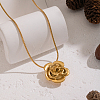 Minimalist 304 Stainless Steel Rose Flower Pendant Round Snake Chain Necklaces for Women KV0581-2