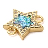 Rack Plating Brass Micro Pave Clear Cubic Zirconia Star Connector Charms KK-K385-097G-2