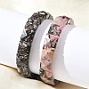 Square Natural Rhodonite Beads Stretch Bracelets for Women Men BJEW-C097-06T-3