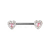 Brass Rose Rhinestone Heart Barbell Nipple Rings FS-WGE2017-01-1