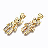 Brass Micro Pave Clear Cubic Zirconia Pendants ZIRC-S067-041-NR-3