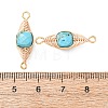 Natural Turquoise Faceted Cube Links Connector Charms with Copper Herringbone Wire-Wrapped KK-Z152-06G-02B-3