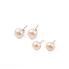 Natural Pearl Round Bead Stud Earrings EJEW-E298-01E-02P-1