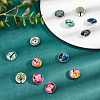 30pcs 10 color Platinum Plated Brass Glass Flat Round with Tree Jewelry Snap Buttons SNAP-SC0001-01-NR-4