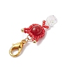 Natural Carnelian & Glass Seed Beaded Cat Pendant Decoration HJEW-MZ00157-07-4