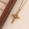 304 Stainless Steel Pave Cubic Zirconia Religion Cross Pendant Necklaces WG59E09-01-1