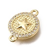 Religion Brass Micro Pave Clear Cubic Zirconia Connector Charms KK-G602-07G-04-2