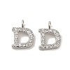 Initial Letter Brass Micro Pave Cubic Zirconia Pendants ZIRC-F008-D-1