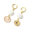 Natural Pearl & Alloy Hoop Earrings EJEW-JE07028-4