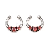 316 Stainless Steel Pave Red Cubic Zirconia Clip on Hoop Nose Rings AJEW-C044-14AS-4