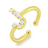 Rack Plating Brass Open Cuff Rings for Women RJEW-F162-01G-J-1