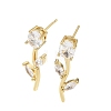 Brass Micro Pave Cubic Zirconia Stud Earrings KK-CBA8324-20G-05-4