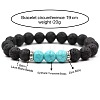 8MM Round Synthetic Turquoise and Natural Lava Rock Beaded Stretch Bracelets for Couples BW4110-3-1