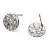 201 Stainless Steel Textured Flat Round Stud Earring Findings EJEW-H096-03P-2