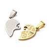 304 Stainless Steel Rhinestone Split Pendants STAS-F368-21GP-2
