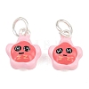 Alloy with Hot Pink Enamel Charms AL-CBA415D-40S-1