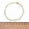 Natural White Agate Faceted Flat Round Beaded Brass Paperclip Chain Bracelets GG-CBA37F5-02G-03-5