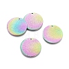 Ion Plating(IP) 304 Stainless Steel Textured Pendants STAS-I098-01-20mm-M-1