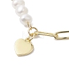 Natural Cultured Freshwater Pearl Beads Paperclip Chains Heart Charm Bracelets with Toggle Clasps for Women BJEW-JB10191-3