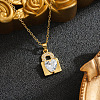 Brass Pave Clear Cubic Zirconia Heart Lock Pendant 201 Stainless Steel Cable Chain Necklaces for Women WGBDC93-02-1