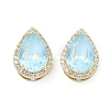 Teardrop Brass Micro Pave Cubic Zirconia Bead KK-C251-24G-1