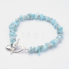 Natural Larimar Beaded Bracelets X-BJEW-JB02681-01-5